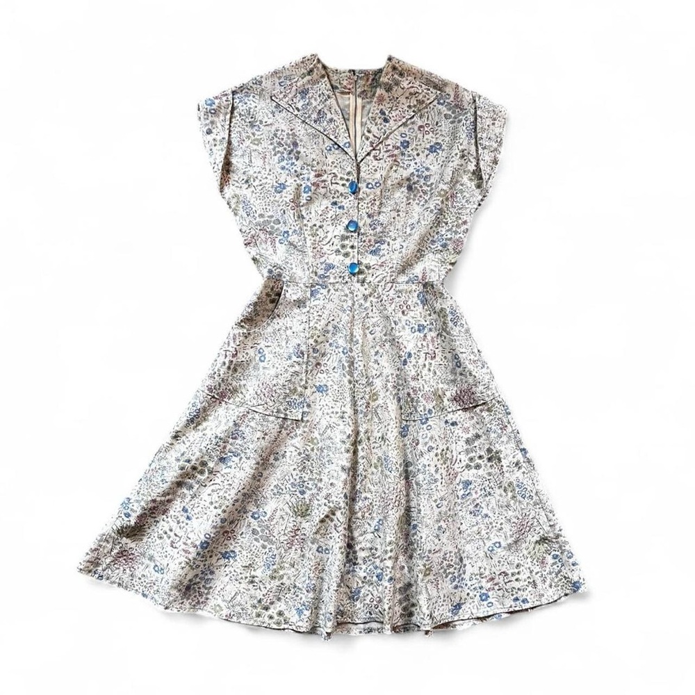 Gorgeous 1950s/60s Vintage Handmade Floral Dress Womens Medium